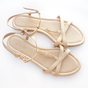 J. Crew gold metallic sandals size 9.5 flats strap